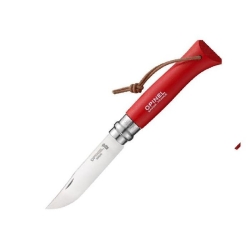Nóż Opinel Colorama 08 Red rzemień z etui 001089 -13660