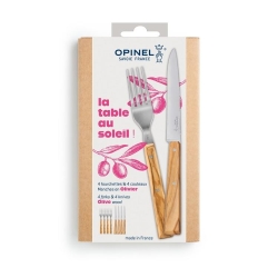 Opinel Zestaw 4 noży i 4 widelców Olive 003209