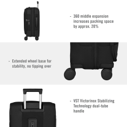 Walizka kabinowa poszerzana czarna 653657 WT 7.0-18301