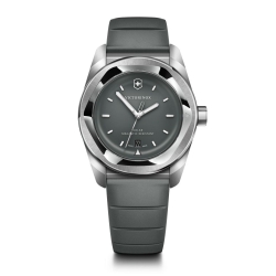 Zegarek męski solarny 242052 srebrny, zielona tarcza i gumowy pasek